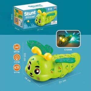 Omida interactiva cu lumini si muzica – Stunt Carpenterworm 360° cu senzor de obstacole, jucarie educativa pentru copii 3+