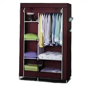 Dulap textil portabil pentru haine, cu schelet metalic, husa protectoare si rafturi de depozitare, 105 x 45 x 170 cm