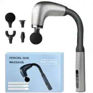 Aparat de masaj electric cu percutie, maner lung ergonomic pentru spate si gat, 9 trepte de intensitate, 4 capete interschimbabile, reincarcabil USB-C, 17W