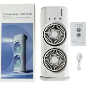 Ventilator portabil dublu cu pulverizare apa, Double-ended Spray Fan, cu lumina LED, umidificator USB reincarcabil