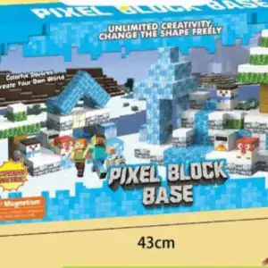 Set de constructie magnetic pentru copii, 98 piese, cu 4 figurine, cuburi pixelate si blocuri modulare, joc educativ 3D, 3 ani+